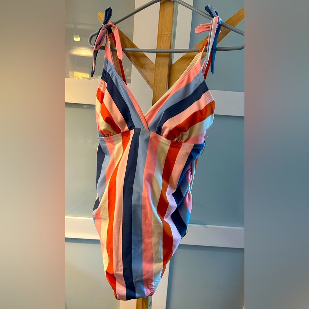 NWT - Maternity bathing suit - striped one-piece